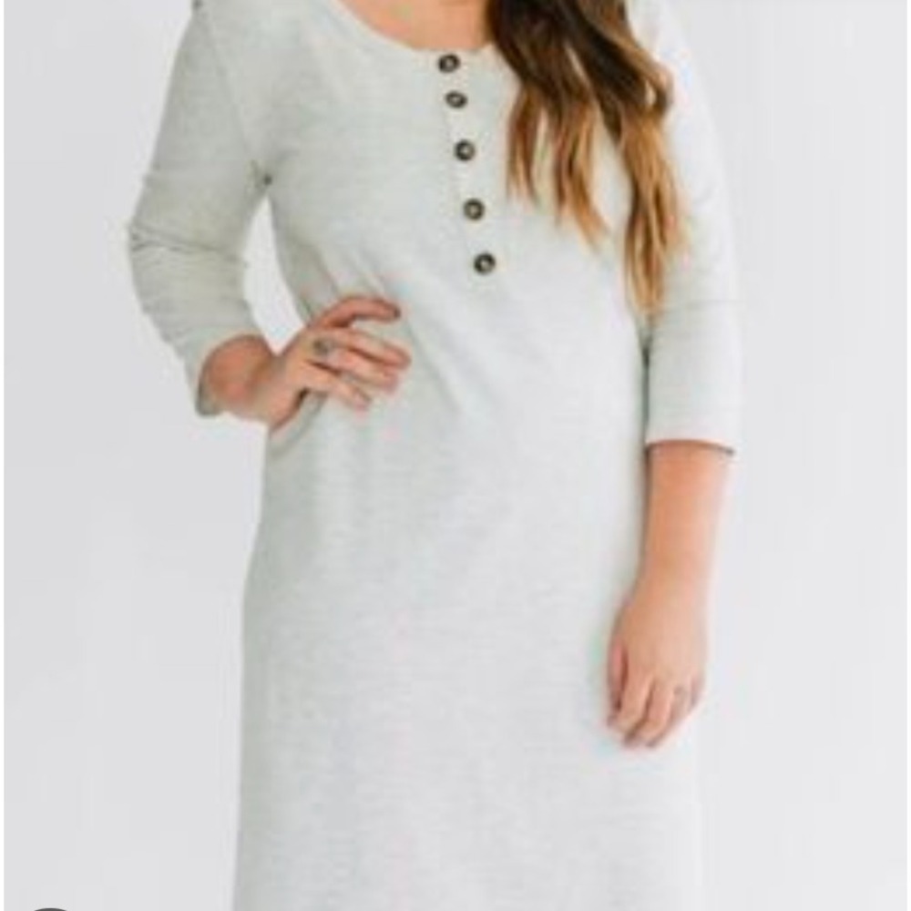 Lou Lou & Co Everyday Dress Henley Nursing Dress XXL 3/4 Sleeve Midi Made in USA